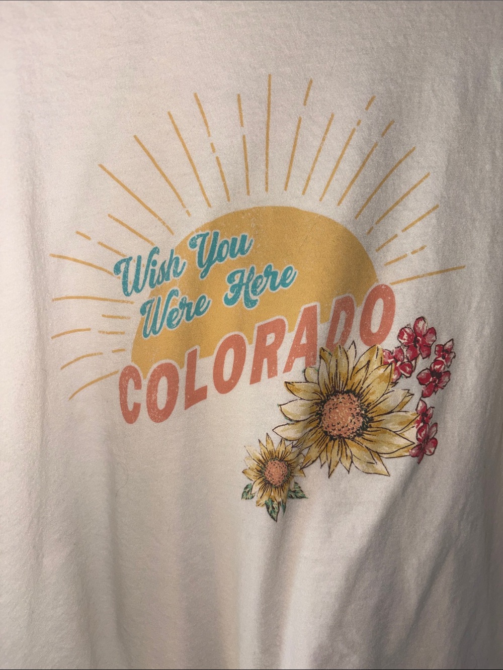 Maurices Colorado Graphic Tee - Cream Sunflower Design Size L - Picture 2 of 2